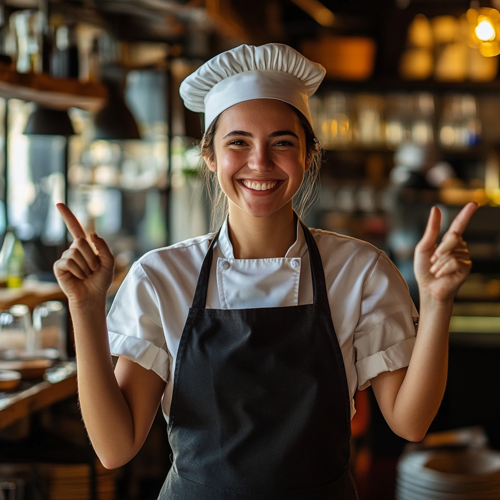 A Happy Chef at a Local Restaurant Welcoming Patrons